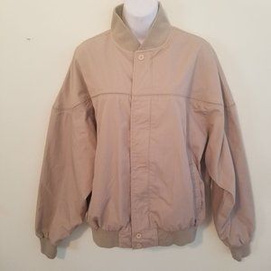 DAX L Tan Jacket Bomber Windbreaker Lightweight Coat Fall Autumn Layers